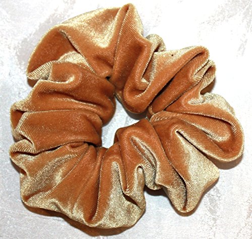 Gold Velvet Hair Scrunchies-Regular - Made in the USA