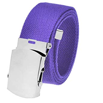 All Sizes Men's Golf Belt in 1.5 Silver Slider Belt Buckle with Adjustable Canvas Web Belt