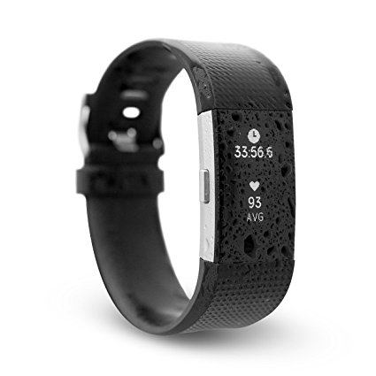 Waterfi Waterproof Fitbit Charge 2 - Silver/Black - Activity Tracker with Heart Rate Monitor