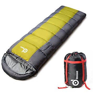 ODOLAND Cold Weather Waterproof Windproof Envelope Sleeping Bag with Aarmholes and Adjustable Foot Section - Comfort Camping Gear for Outdoor Hiking, Traveling and Survival