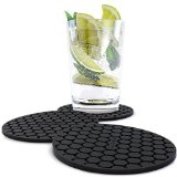 Amazing Quality Drink Coaster Set 8pc Sleek Modern Design Prevents Furniture Damage Absorbs Spills and Condensation Top Grade Silicone - Lifetime Warranty