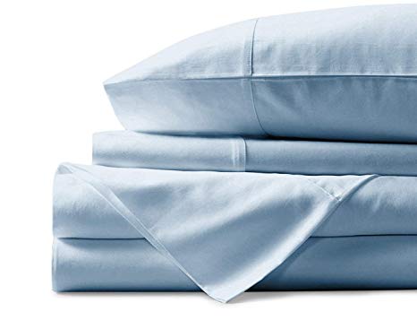 Mayfair Linen 100% Egyptian Cotton Sheets, Sky Blue Full Sheets Set, 600 Thread Count Long Staple Cotton, Sateen Weave for Soft and Silky Feel, Fits Mattress Upto 18'' DEEP Pocket