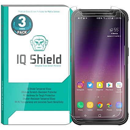 Galaxy S8 Active Screen Protector (3-Pack), IQ Shield Tempered Ballistic Glass Screen Protector for Galaxy S8 Active 99.9% Transparent HD and Shatter-Proof Shield