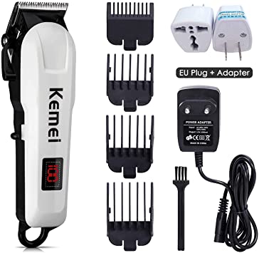 Professional Hair Clippers, Rechargeable Hair Trimmer, Hair Cutting kit with Charge Station for Adult and Kids (White-809A)