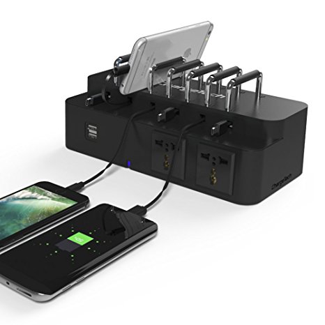 ChargeTech - Cell Phone & Laptop Dock Desktop Charging Station w/ 8 Universal Charging Tips Included for Multiple Devices: iPhone, iPad, Samsung Galaxy, Tab - Fast Charge Rapid Charging (Model: CS8)