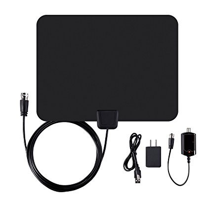 Ematic Ultra Thin Indoor HDTV Antenna with Amplifier 50-Mile Range, Black