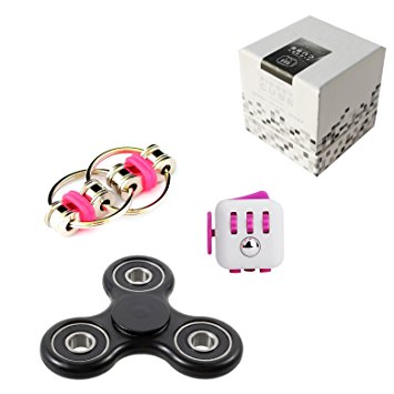 Fidget Cube Fidget Spinner and Fidget Chain Toys- Perfect For ADD, ADHD, Anxiety, and Autism - Adults & Children
