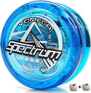 Yomega Spectrum – Light up Fireball Transaxle YoYo with LED Lights for Intermediate, Advanced and Pro Level String Trick Play   Extra 2 Strings & 3 Month Warranty (Blue)