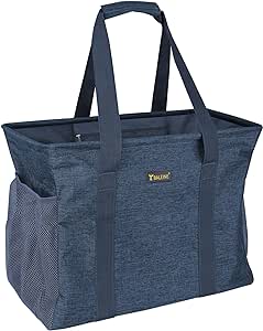 BALEINE Extra Large Utility Tote Bag with Wire Frame for Storage (Blue, 16.5''x14''x10'')