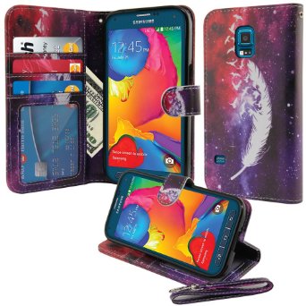 Nextkin Samsung Galaxy S5 Sport G860 Leather Pouch Wallet Card With TPU Gel Protector Cover Case - Birds Of A Feather