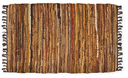 Home Furnishings by Larry Traverso Tucson Leather Rug, 24-Inches by 36-Inches, Brown