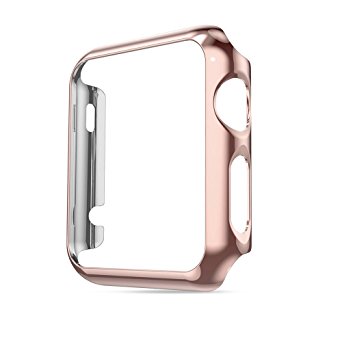 Apple Watch Case 38 with Build in Screen Protector Class Honest kin Thin Pc Plated Plating Protective Bumper Case for Apple Watch 38 mm (Rose gold )