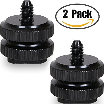 Camera Hot Shoe Mount to 1/4"-20 Tripod Screw Adapter,Flash Shoe Mount for DSLR Camera Rig (Pack of 2)