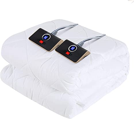 Westinghouse Heated Mattress Pad Queen Dual Control 10 Heat Settings & 12-Hour Auto-Off, Quilted, White
