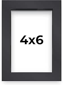 4x6 Black Shadowbox Frame Display Box Frame Interior Size 4x6 by 1 Inches Deep | Includes Complimentary Shatter Resistant Acrylic Glass, Foamboard Backing & Hanging Hardware - 4x6 Inch Frame