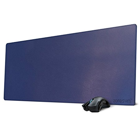 Extended Leather Gaming Mouse Pad Desk Mat Zoresyn Large Office Computer leather Mat Mousepad Waterproof - 35.5"x15.7" (Blue)