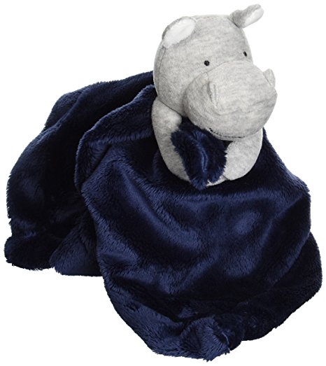 Carter's Plush Security Blanket Hippo, Grey/Navy