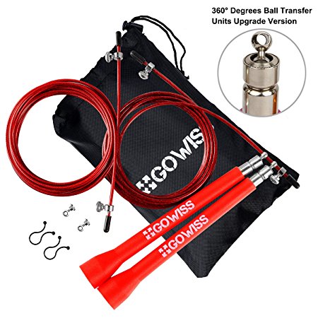 Gowiss Jump Rope - Fast Speed & Adjustable Steel Wire Skipping Ropes - Includes Carrying Bag Spare Cable & Screw Kit - Double Unders,Boxing,Cross Training Fitness and Cardio