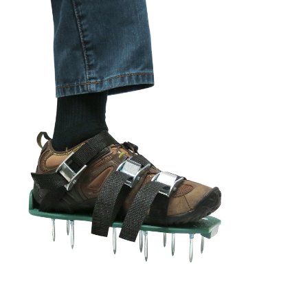 Punchau Lawn Aerator Shoes w/Metal Buckles and 3 Straps - Heavy Duty Spiked Sandals for Aerating Your Lawn or Yard