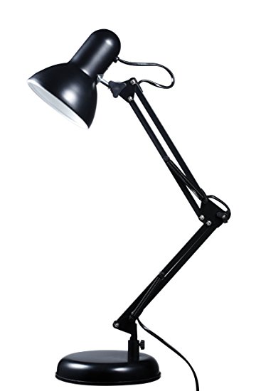 Premier Housewares Fully Adjustable Desk Lamp - Black Metal