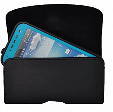 Kuteck Black Leather Belt Holster Pouch Clip Fits For Samsung Galaxy S10E / s6 / s6 edge / s5 / s4 / s3 Otterbox / Lifeproof / Mophie Juice Pack Air/Plus Case On. Includes A Black Stylus Pen