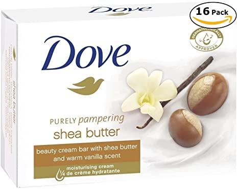 Dove Beauty Cream Bar Soaps Purely Pampering Shea Butter 16 Bars, 4.76 Ounce/135 Grams Each