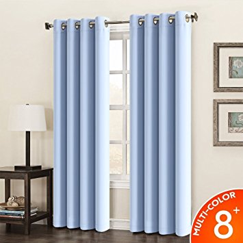 Balichun 2 Panels Blackout Curtains Thermal Insulated Solid Grommets Curtains for Bedroom/Living Room 52 by 95 Inch,Blue
