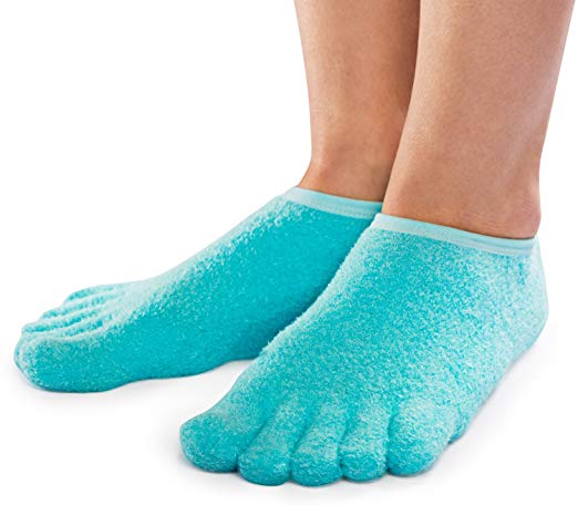 NatraCure 5-Toe Gel Moisturizing Socks (Helps Dry Feet, Cracked Heels, Calluses, Cuticles, Rough Skin, and Enhances your Favorite Lotions and Creams) - Size: Large