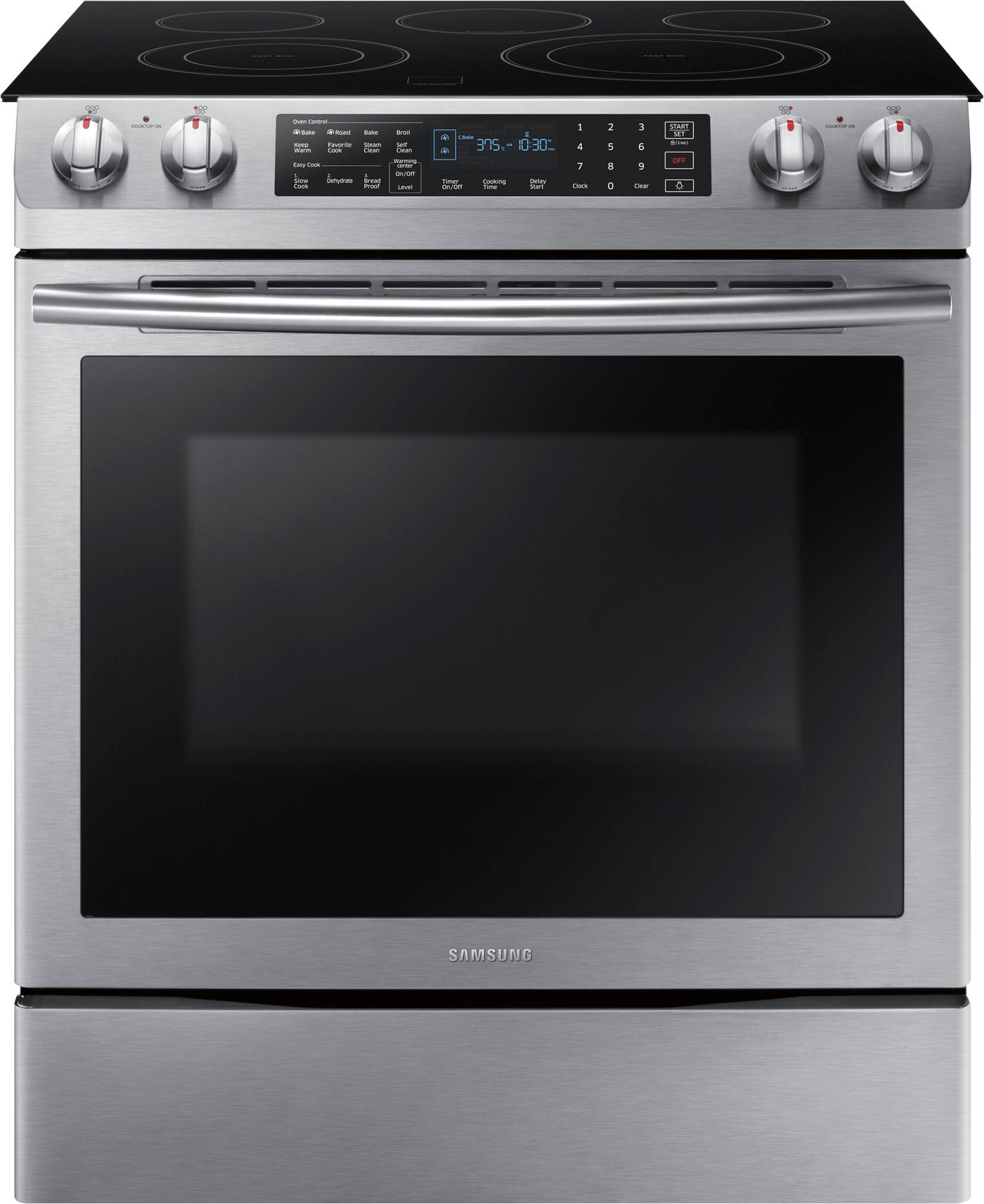 Samsung - 5.8 Cu. Ft. Electric Self-Cleaning Slide-In Range with Convection - Stainless steel