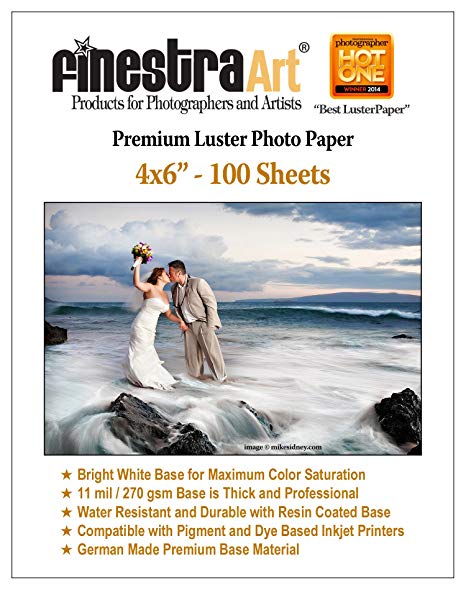 4" X 6" 100 Sheets Premium Luster Inkjet Photo Paper [Office Product]