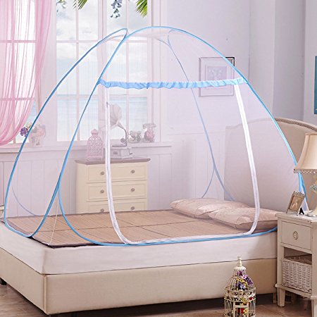 LEOSO Portable Folding Pop Up Mosquito Net Travel Camping Tent for Crib Baby Bed (85cm * 110 cm* 75cm, blue)