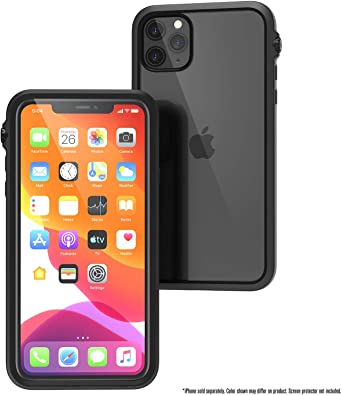 Waterproof Case for iPhone 11 Pro Max with Lanyard, Clear Back, 33ft Waterproof, 6.6ft Drop Proof, Built-in Screen Protector, Retail Packaging - Stealth Black