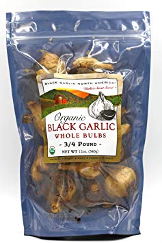 Black Garlic"Organic American" Whole Bulbs (Large 3/4 Pound Bag).Aged and Fermented 120 Days