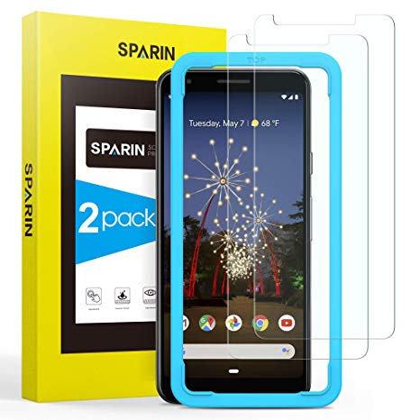 [2 Pack] Screen Protector for Google Pixel 3a, SPARIN Tempered Glass Screen Protector with Alignment Frame/High Definition for Google Pixel 3a [5.6 inch], 2019