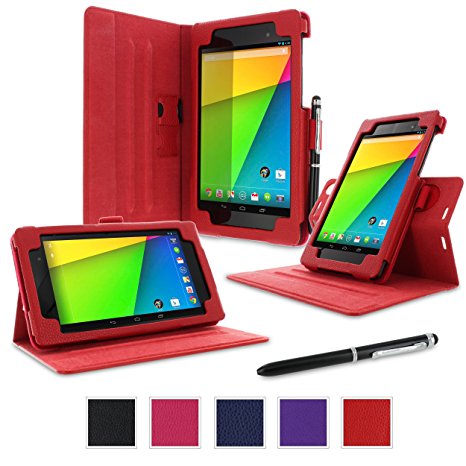 rooCASE Google Nexus 7 FHD 2nd Gen Tablet Dual-View Folio Case Cover - Red