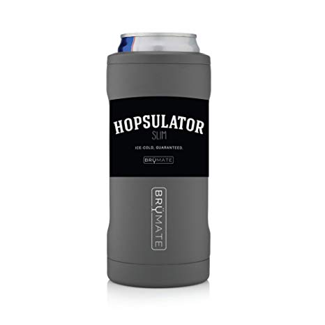 BrüMate Hopsulator Slim Double-walled Stainless Steel Insulated Can Cooler for 12 Oz Slim Cans (Matte Gray)