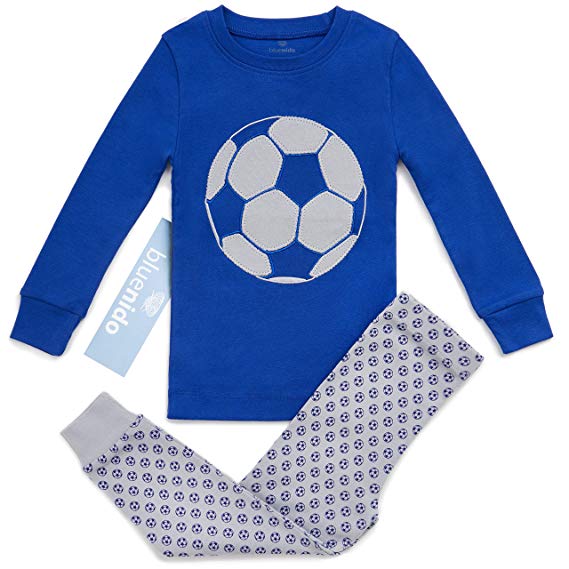 Bluenido Boys Pajamas Soccer and Basketball 2 Piece 100% Super Soft Cotton (12m-8y)
