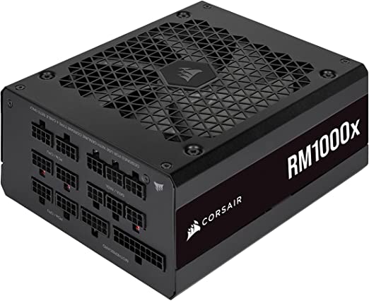 Corsair RM1000x 80 PLUS Gold Fully Modular ATX 1000 Watt Power Supply (135 mm Magnetic Levitation Fan, Wide Compatibility, Reliabile Japanese Capacitors, Extremely Fast Wake-from-Sleep) UK - Black