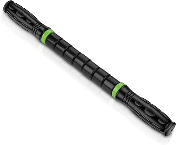 Premium Muscle Roller The Ultimate Massage Roller Stick 17 Inches Recommended by Physical Therapists Promotes Recovery Fast Relief for Cramps Soreness Tight Muscles (Black)