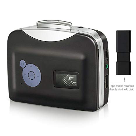Portable Cassette Converter Portable Cassette to MP3 Converter Stereo USB Cassette Digital Tape MP3 Music Player to MP3 Format with Headphones No PC Required
