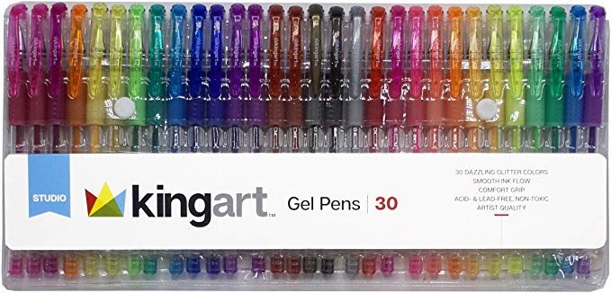 KINGART Soft Grip Gel Pen Set - Set Of 30