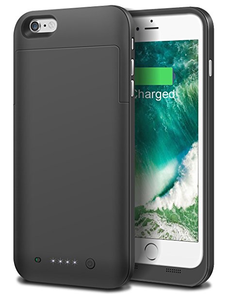 iPhone 6s plus Battery Case Cheeringary 6800mAh Slim External Battery Backup Charger Case Pack Power Bank for iPhone 6 plus (5.5 inch) Rechargeable Battery Case juice pack for Apple 6/6s plus (Black)