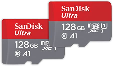 SanDisk 128GB Ultra microSDXC card   SD adapter up to 140 MB/s with A1 App Performance UHS-I Class 10 U1 - Twin Pack