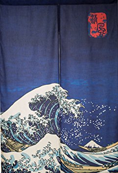 KARUILU home Japanese Noren Doorway Curtain / Tapestry 33.5" Width x 47.2" Long (Great Wave Kanagawa)