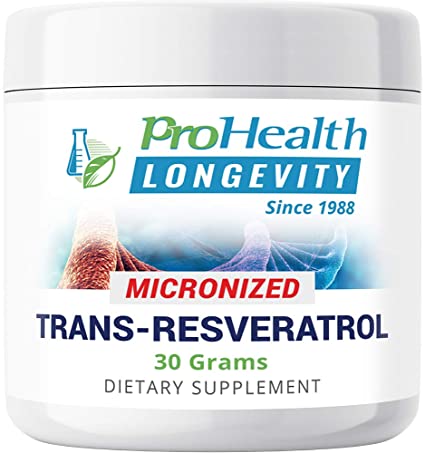 ProHealth Longevity Micronized Trans Resveratrol Powder - 99.5% Pure Pharmaceutical Grade, 1000 mg per Scoop, Superior Absorption and Bioavailability (30 Grams)