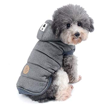 Ranphy Dog Winter Fleece Coat Cold Weather Jacket Small Dogs Chihuahua Hoodies Pet Cotton Padded Clothes Boys Girls Gray S