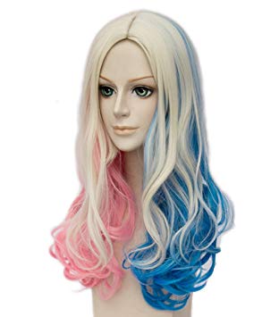 Topcosplay Women's Wig Curly Halloween Costume Cosplay Wig Blonde Mixed Blue Pink Gradient