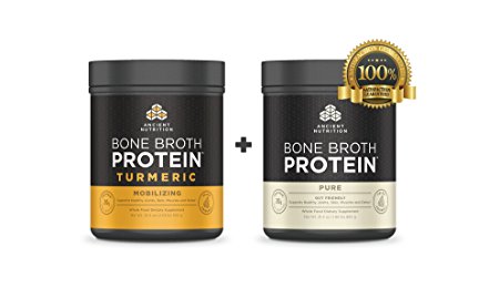 #GETBROTHED Bone Broth Protein Powder, PURE & TURMERIC , 15.7 oz x 2