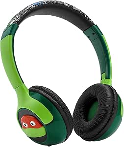 eKids Teenage Mutant Ninja Turtles Bluetooth Headphones for Kids, Wireless Headphones with Microphone includes Aux Cord, Headphones for School, Home, or Travel