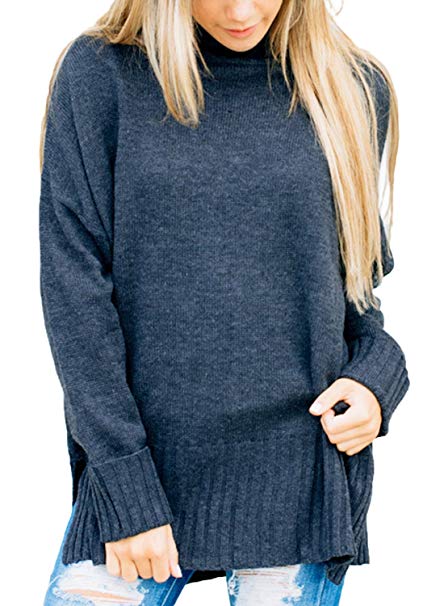 Dokotoo Womens Loose Oversized Casual Turtle Neck Sweater Pullover Top